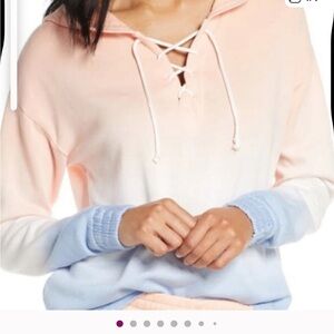 PJ Salvage soft cotton pastel ombré hoodie w/ lace up front size XXL